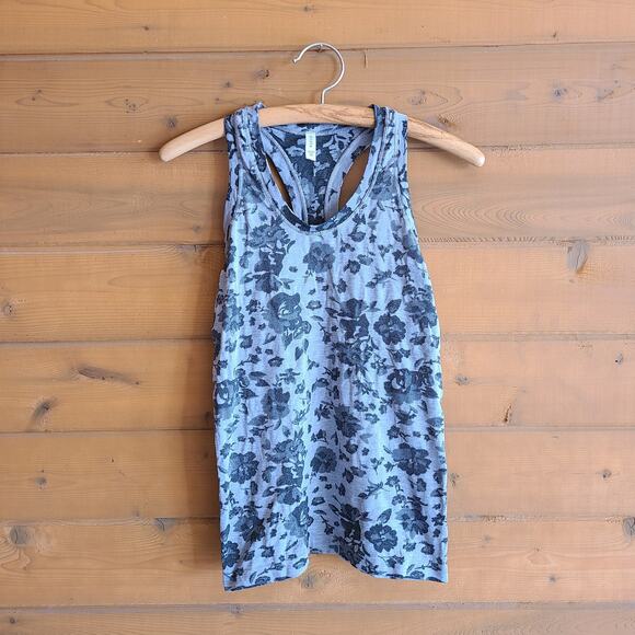 Athleta Tank Top Momentum Seamless Space Dye Floral Gray XS Racerback Shirt Gym - Picture 2 of 4